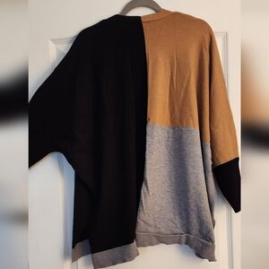Chico's Colorblock Cardigan - Black, Brown, and Gray
